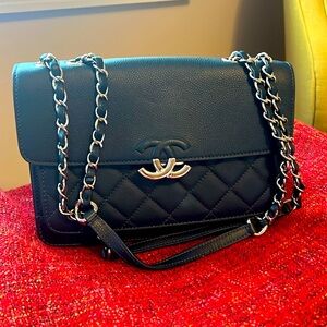 CHANEL Blue Quilted Small Flap Handbag